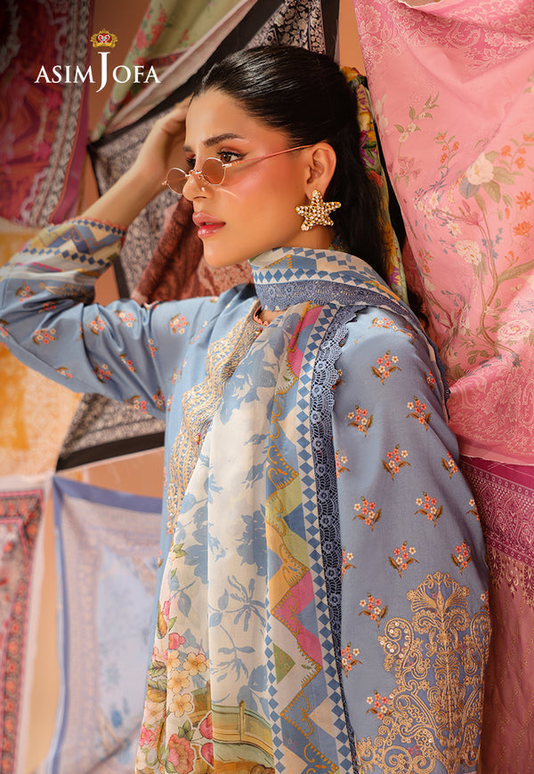 Asim Jofa | Summer Rhapsody | AJUBU-11 Printed Embroidered Lawn - Official Asim Jofa - Agha Fabrics UK