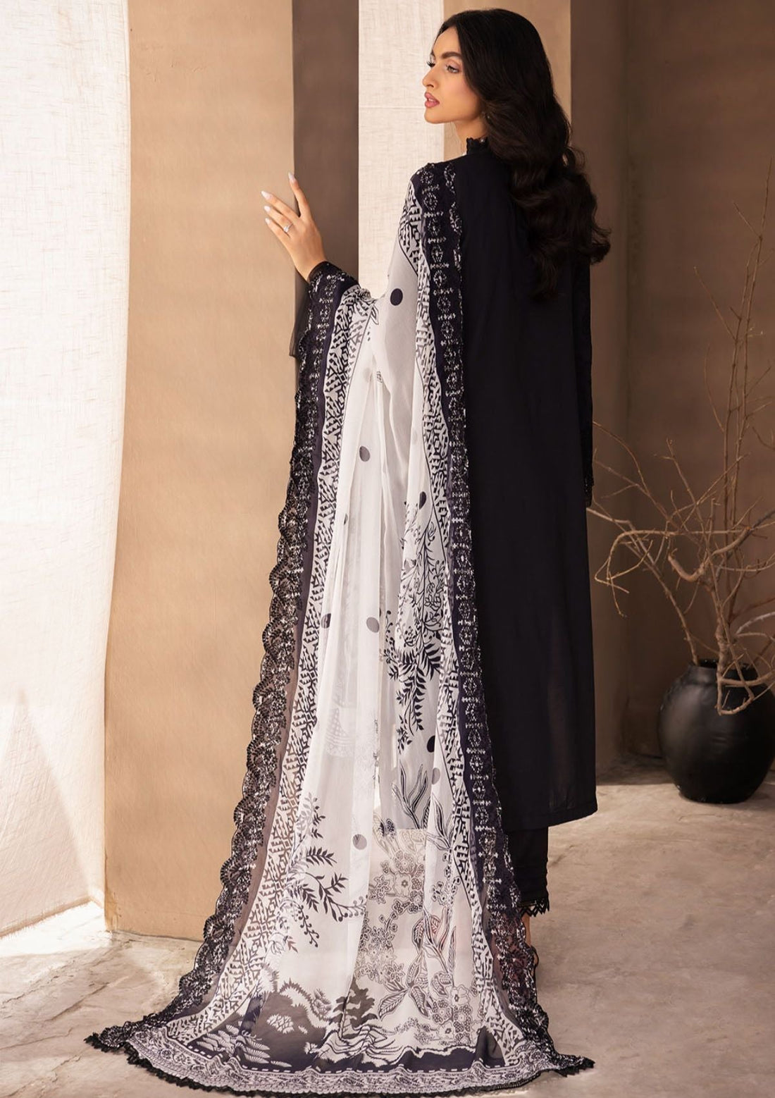 Lawn Collection - Nureh - Koyal - Monochrome - B#02 - Official Nureh - Agha Fabrics UK