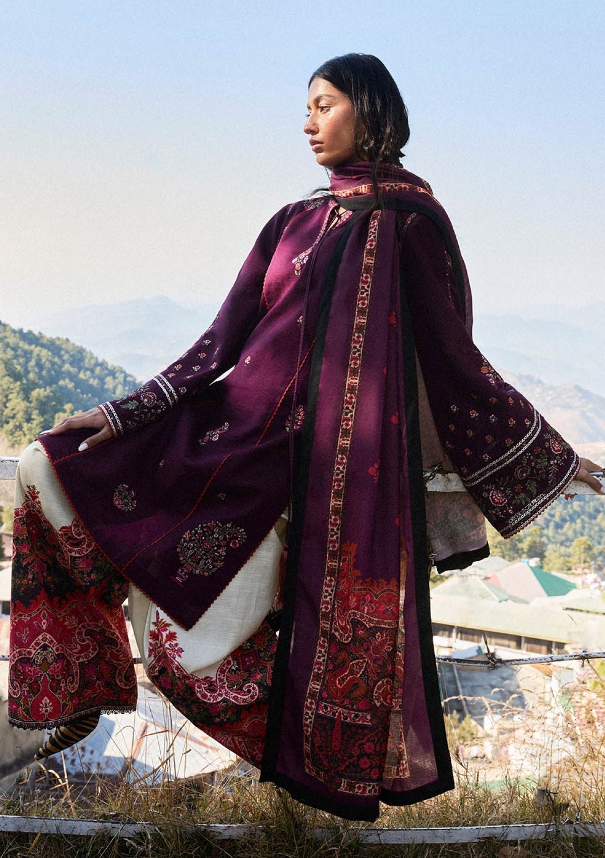 Winter Collection - Jugnu by Hussain Rehar - Autumn Winter - Amethyst - Official Jugnu by Hussain Rehar - Agha Fabrics UK