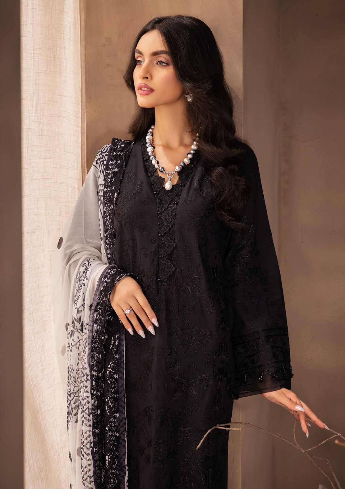 Lawn Collection - Nureh - Koyal - Monochrome - B#02 - Official Nureh - Agha Fabrics UK