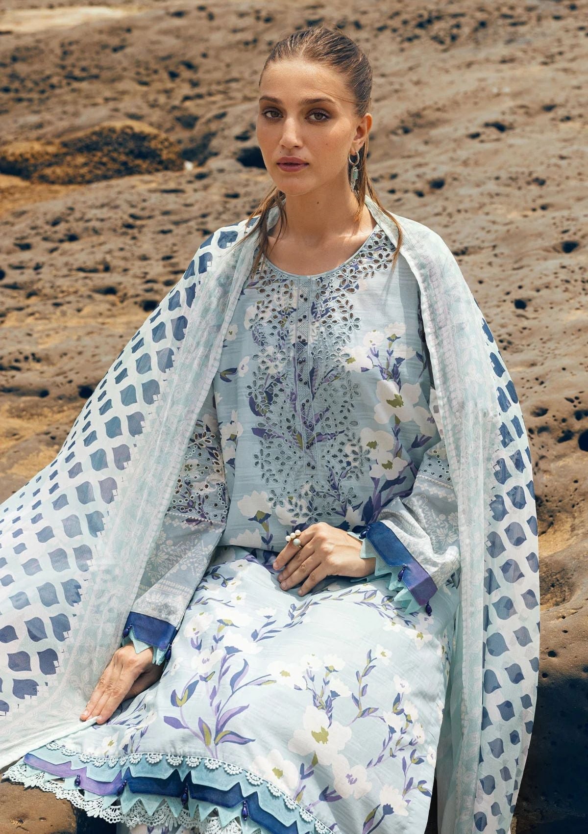 Lawn Collection - Nureh - Gardenia - Chikenkari - NG24#151 - Official Nureh - Agha Fabrics UK