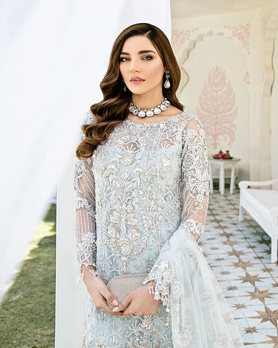 Gulaal | Wedding Formals | Avenir Embroidered Net 3-Piece Suit WS-01 - Official Gulaal - Agha Fabrics UK
