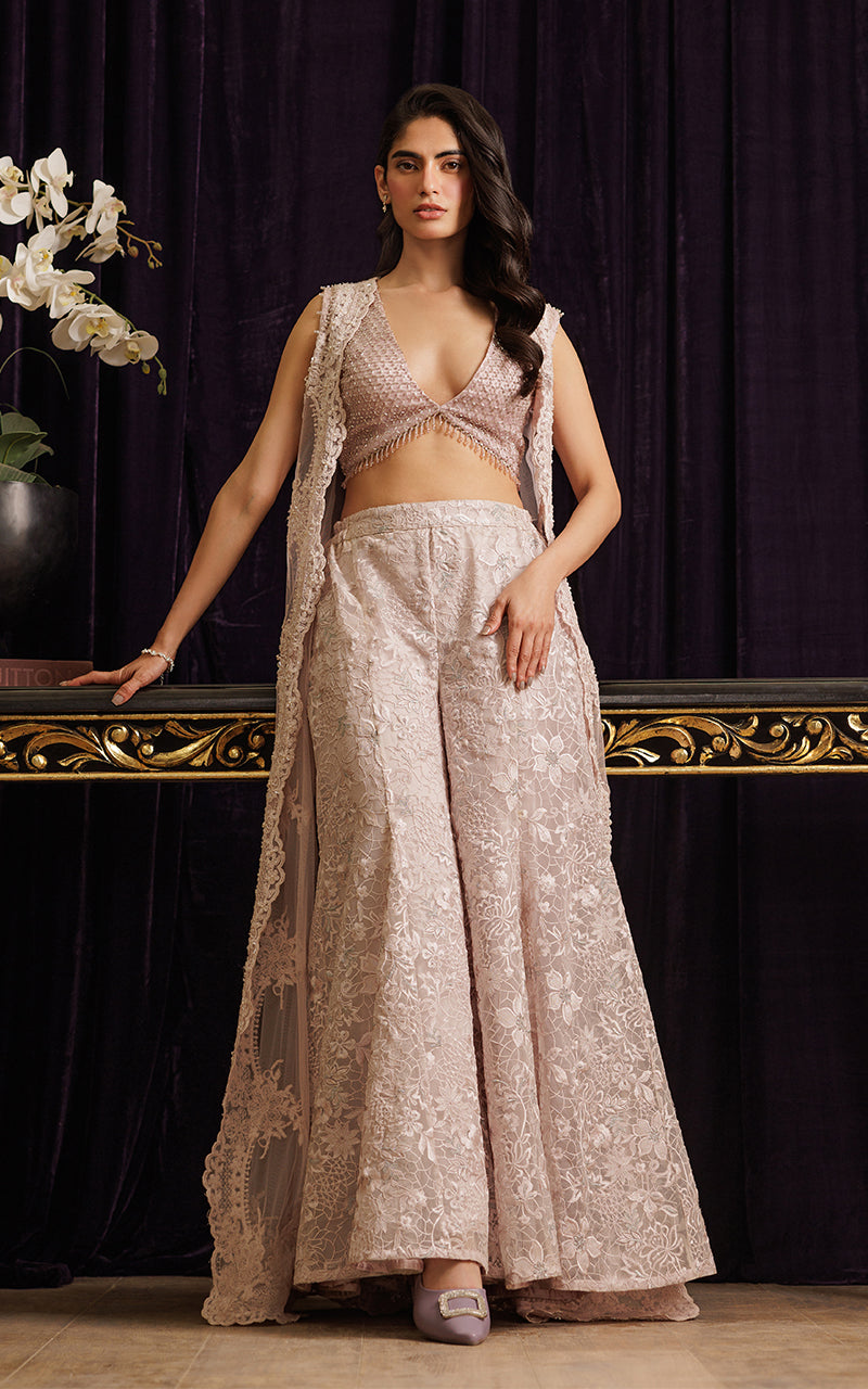 Threads and Motifs | Formal Dresses 25 | Net Embroidered Jacket with Embroidered Tube & Trouser