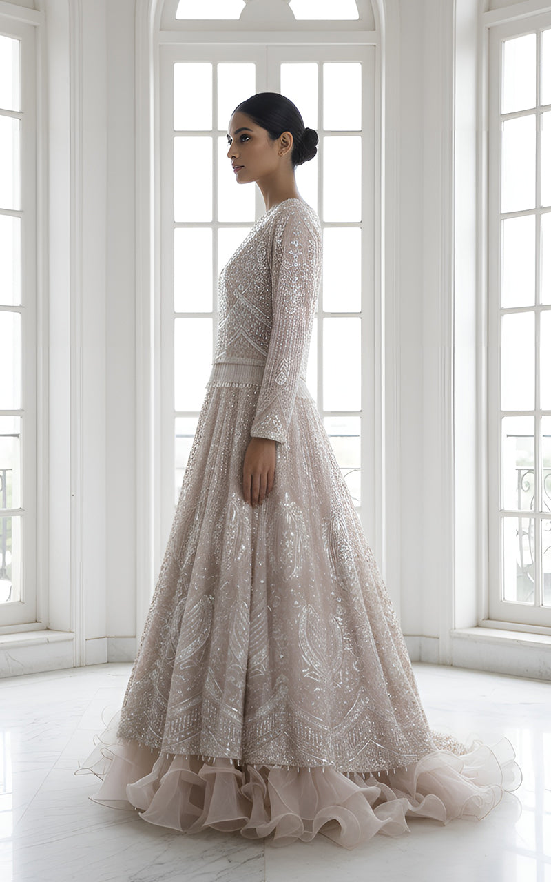 Threads and Motifs | Formal Dresses 25 | Net Embroidered Blouse With Lehenga