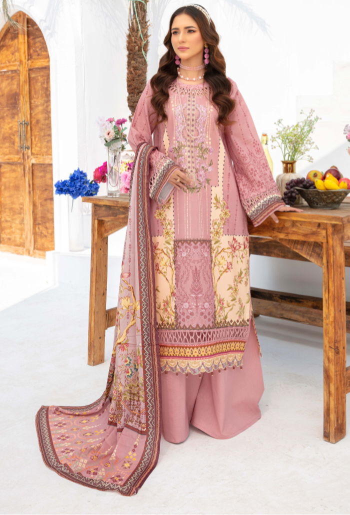 Humdum | Saira Bano Lawn 24 | D01 - Official HumDum - Agha Fabrics UK