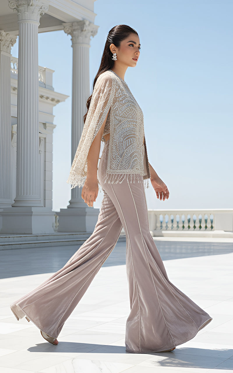 Threads and Motifs | Formal Dresses 25 | Net Embroidered Cape With Blouse