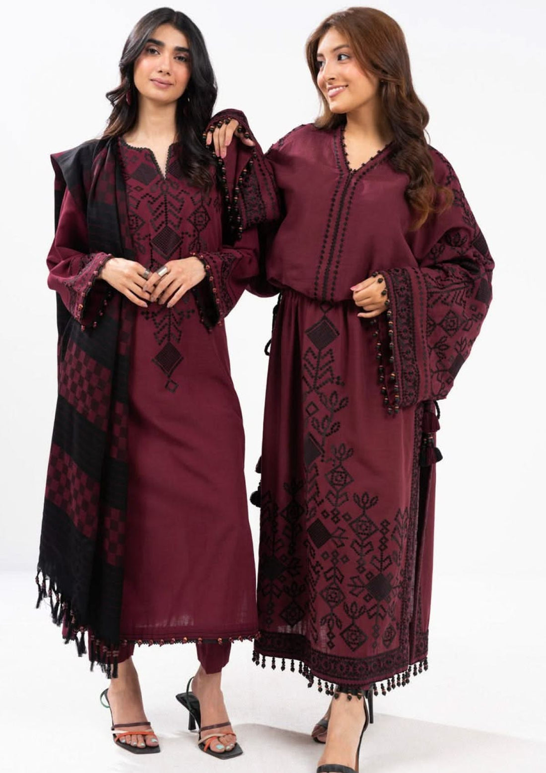 Winter Collection - Al Karam - Unstitched 24 - FW-28-24-MAROON - Official Al Karam - Agha Fabrics UK