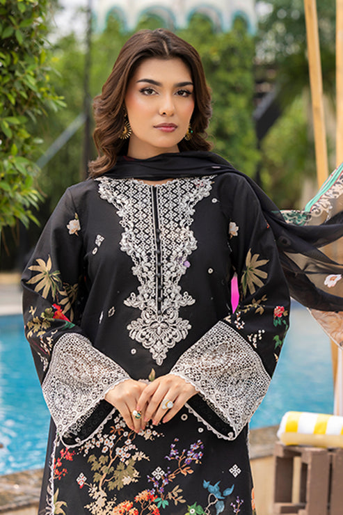 Saad Shaikh | Lawn 25 | Black - Zestel