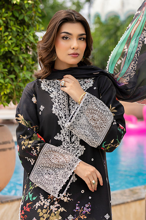 Saad Shaikh | Lawn 25 | Black - Zestel