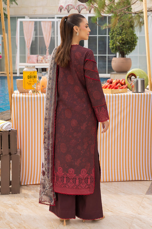 Saad Shaikh | Lawn 25 | Mehroon - Twilight Flora