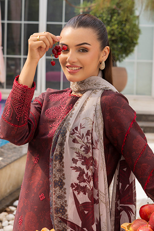 Saad Shaikh | Lawn 25 | Mehroon - Twilight Flora