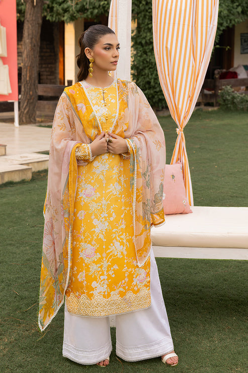 Saad Shaikh | Lawn 25 | Yellow - Amber Bloom