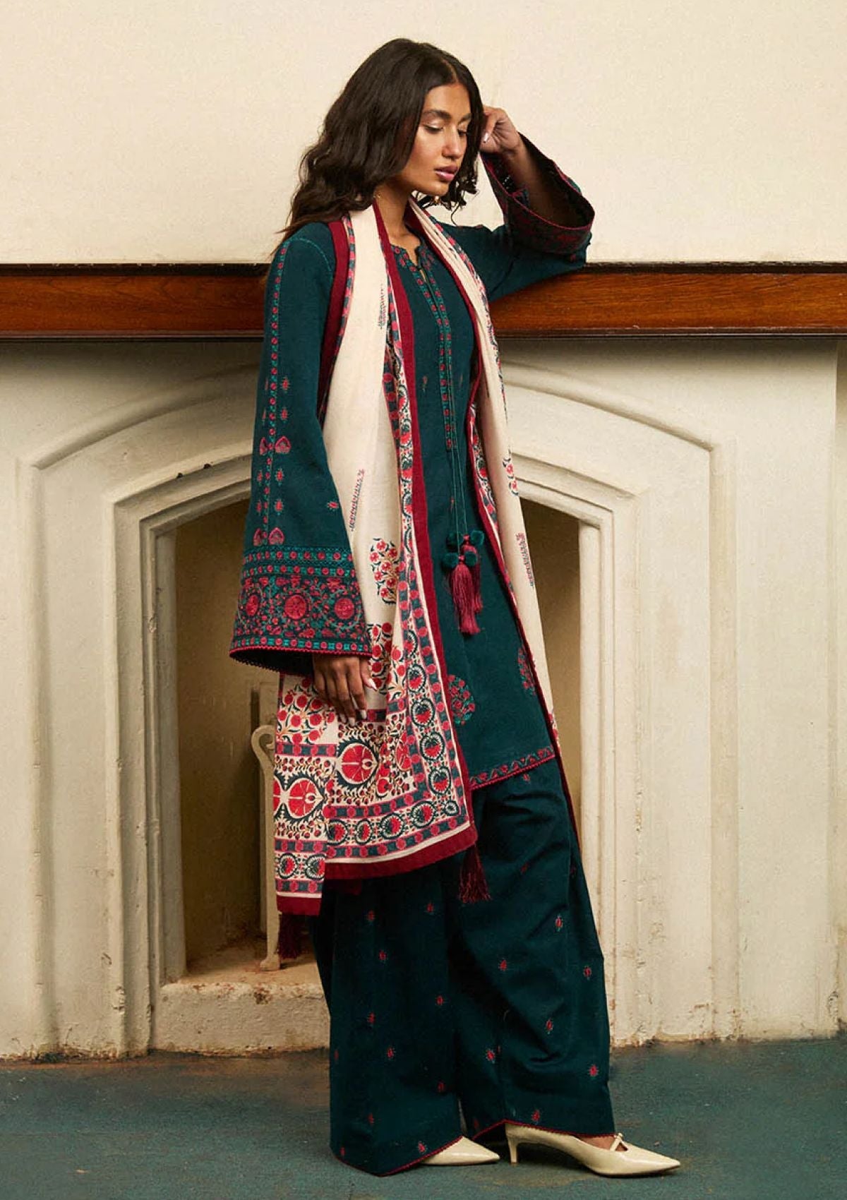 Winter Collection - Jugnu by Hussain Rehar - Autumn Winter - Marina - Official Jugnu by Hussain Rehar - Agha Fabrics UK