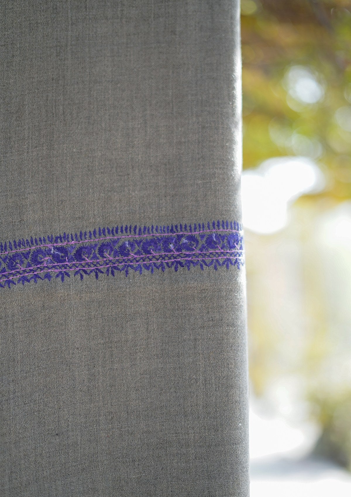 Wool Needle Work Shawl D - 45 - Grey