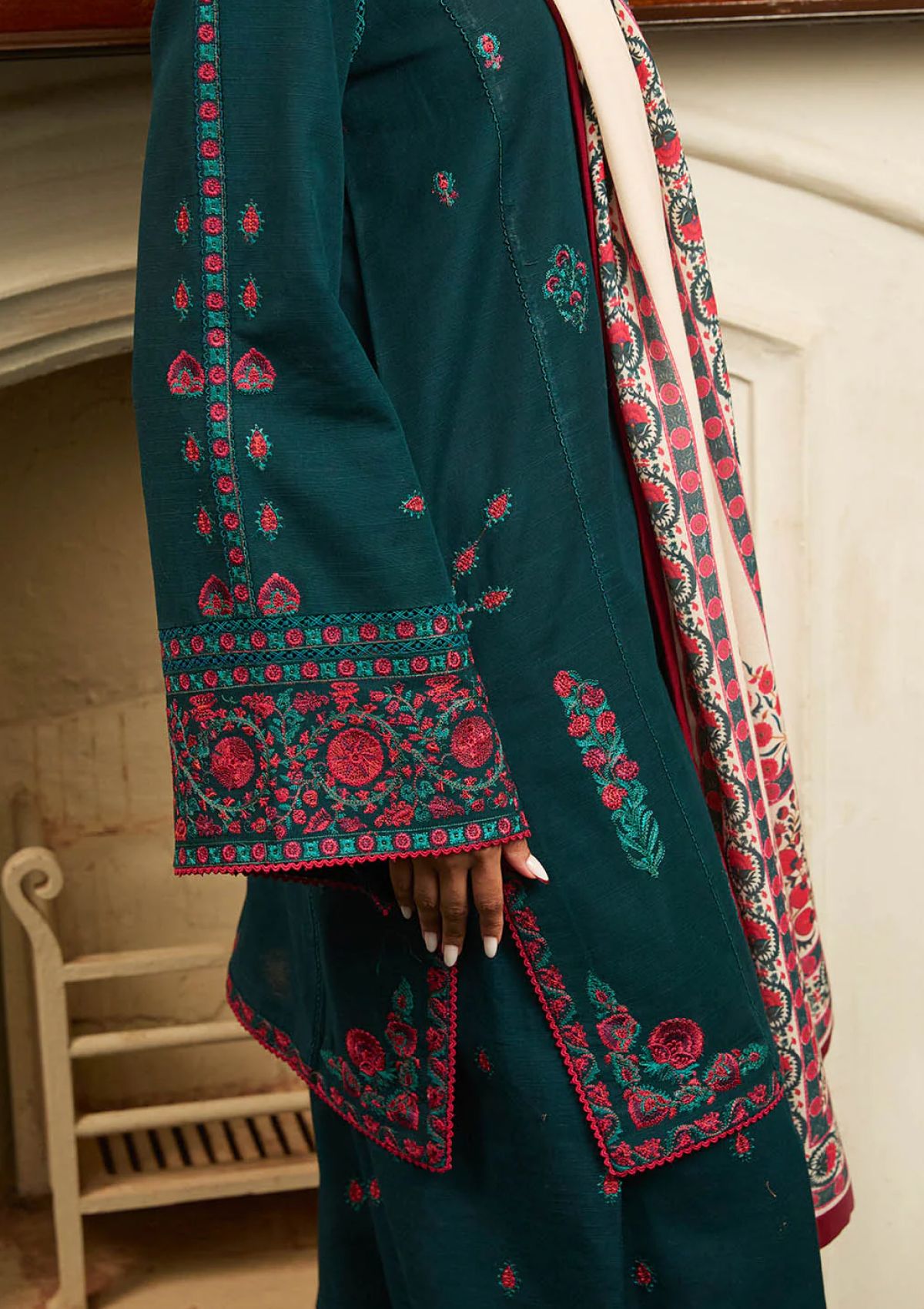 Winter Collection - Jugnu by Hussain Rehar - Autumn Winter - Marina - Official Jugnu by Hussain Rehar - Agha Fabrics UK