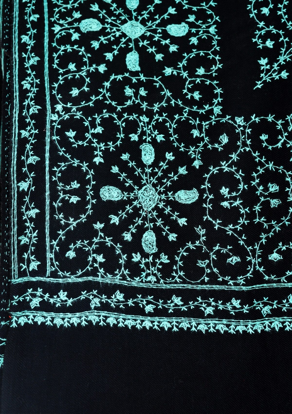 Wool Needle Work Shawl D - 46 - Black