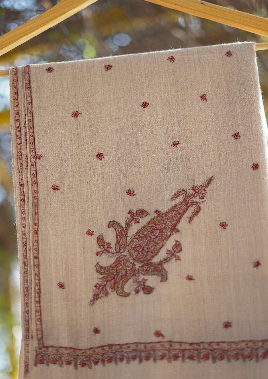 Wool Needle Work Shawl D - 33 - S Fawn