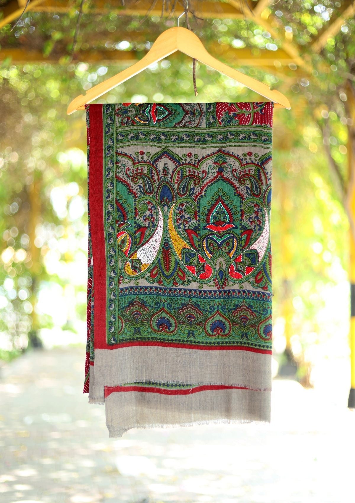 Wool Needle Work Shawl D - 28 - Multi