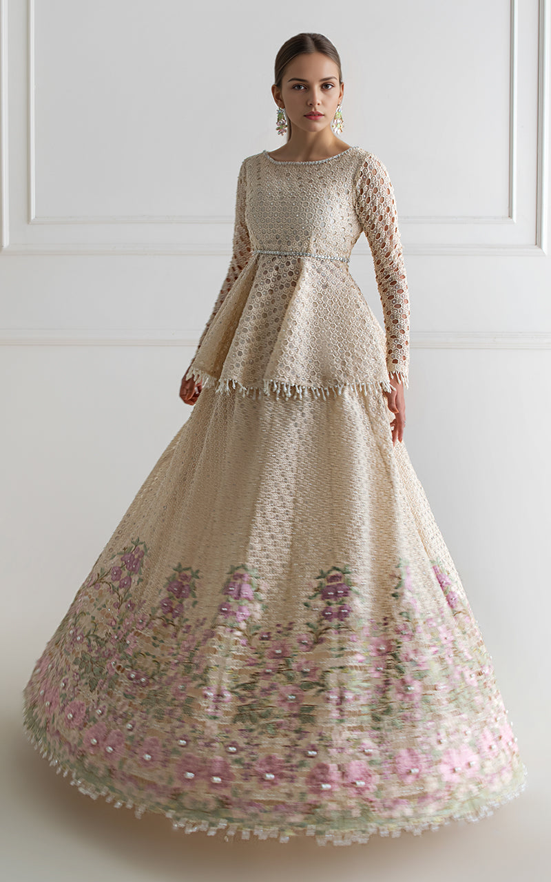 Threads and Motifs | Formal Dresses 25 | Organza Embroidered Peplum With Skirt