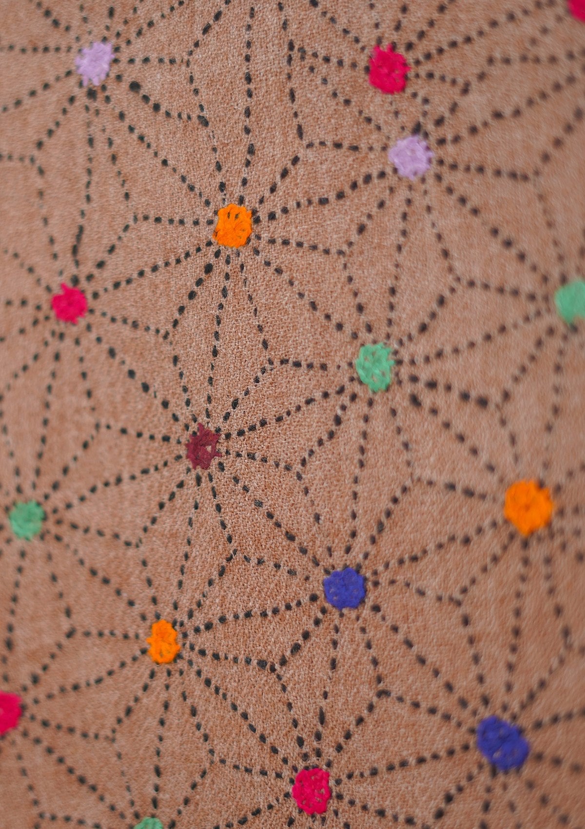 Wool Needle Work Shawl D - 43F - D BRICK