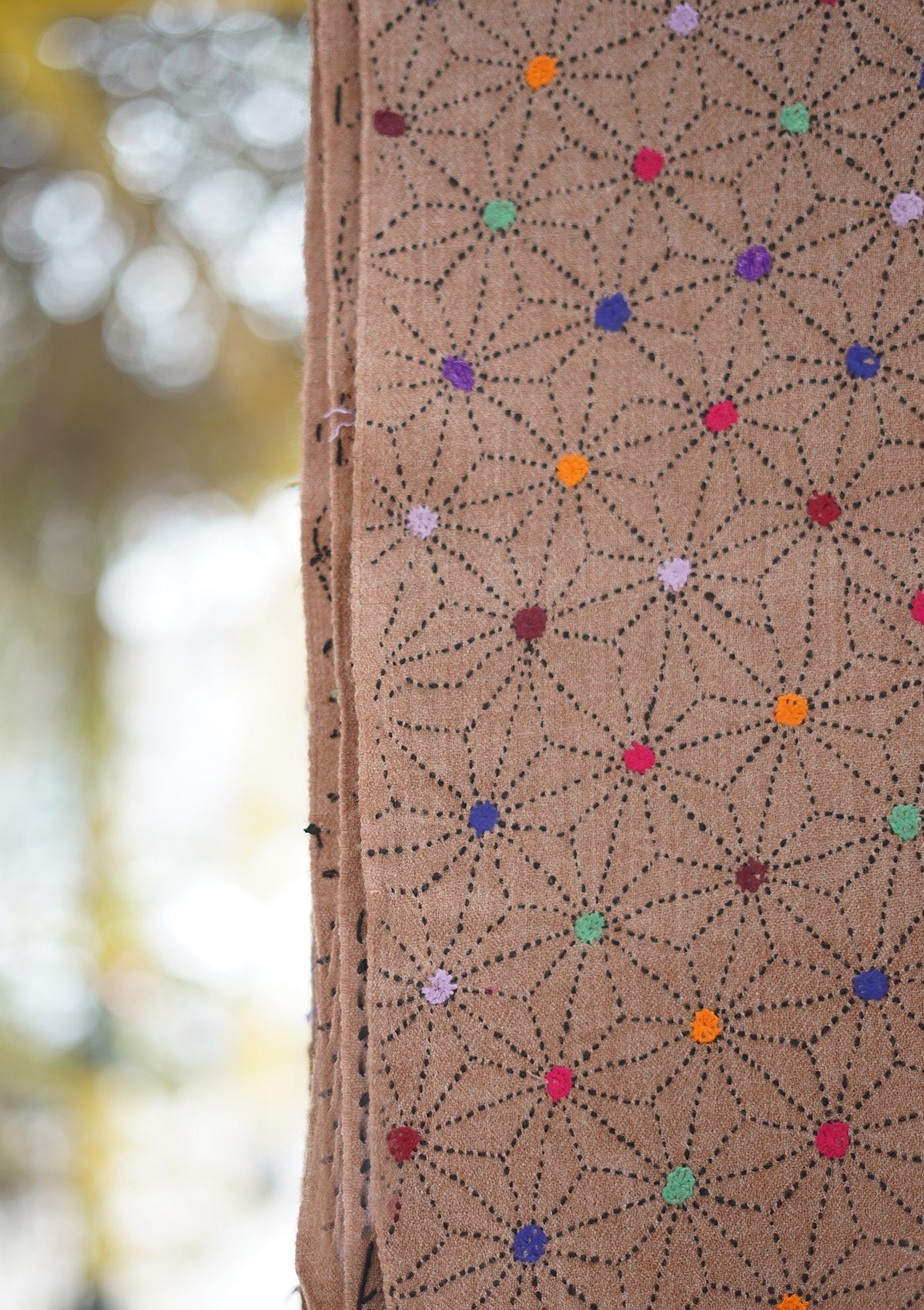 Wool Needle Work Shawl D - 43F - D BRICK