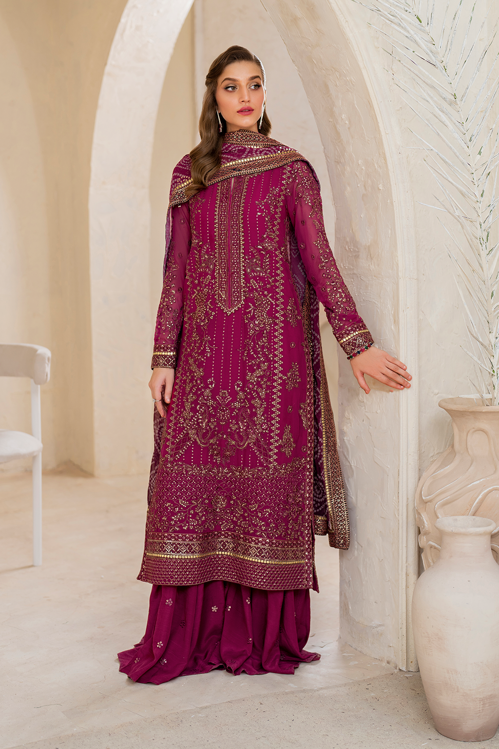 Iznik | Chinnon Chiffon | CC-45 Embroidered Chiffon - Official Iznik - Agha Fabrics UK