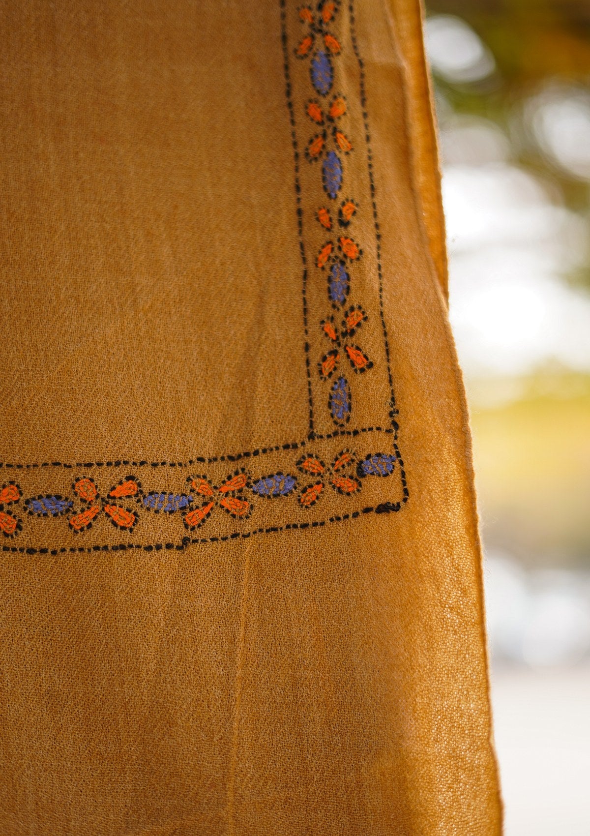 Wool Needle Work Shawl D - 49 - Beige