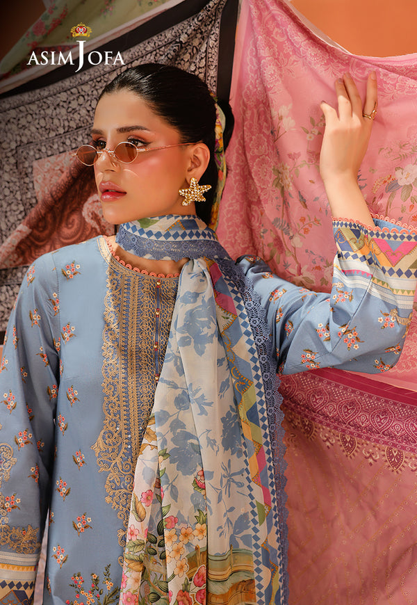 Asim Jofa | Summer Rhapsody | AJUBU-11 Printed Embroidered Lawn - Official Asim Jofa - Agha Fabrics UK