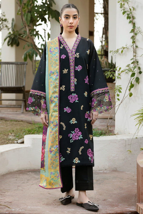 Farasha | Summer Weaves Embroidered Lawn | Raven Dusk
