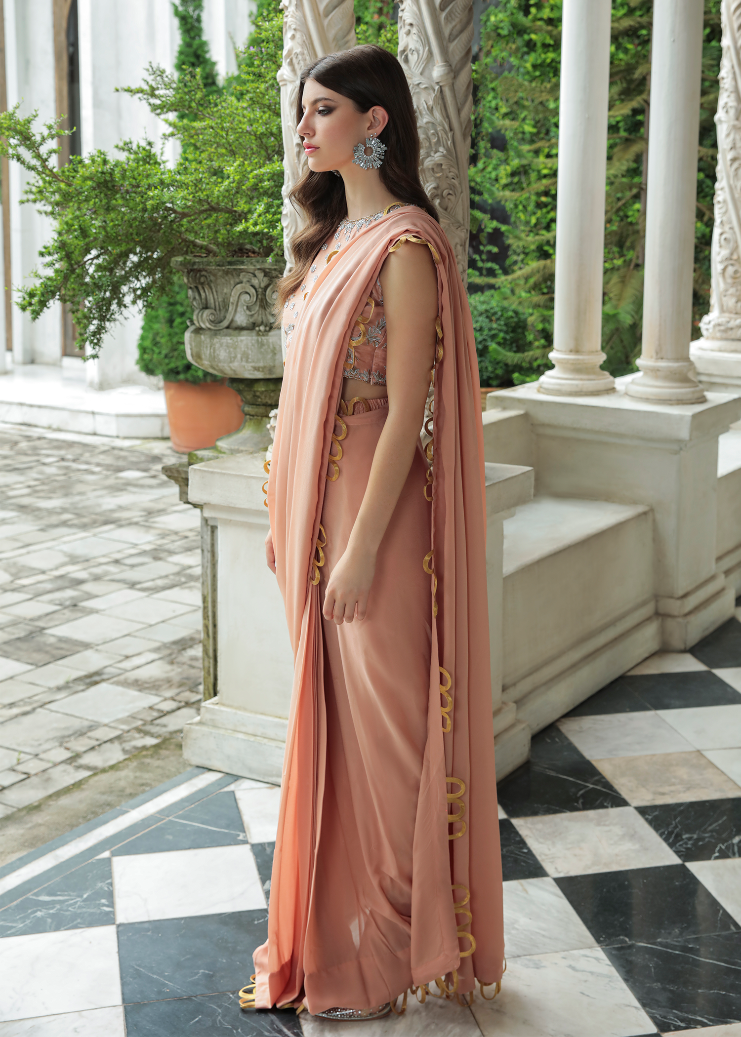 Purple Haze Pret Studio | Apsara Formals | Salmon Pink Saree Pants