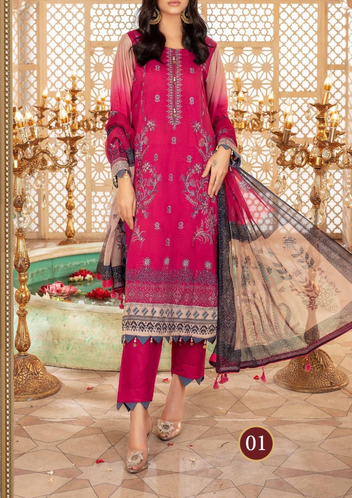 Winter Collection - Laiba - D/P Viscose - V23 - LV#01 - Official Laiba - Agha Fabrics UK