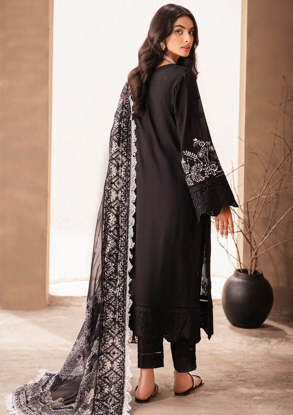 Lawn Collection - Nureh - Koyal - Monochrome - B#03 - Official Nureh - Agha Fabrics UK