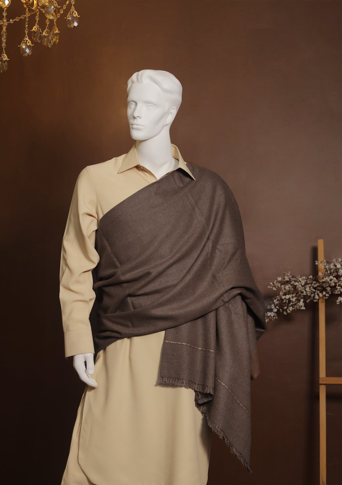 Men Shawls - Wool Shawls - D#219 - Brown