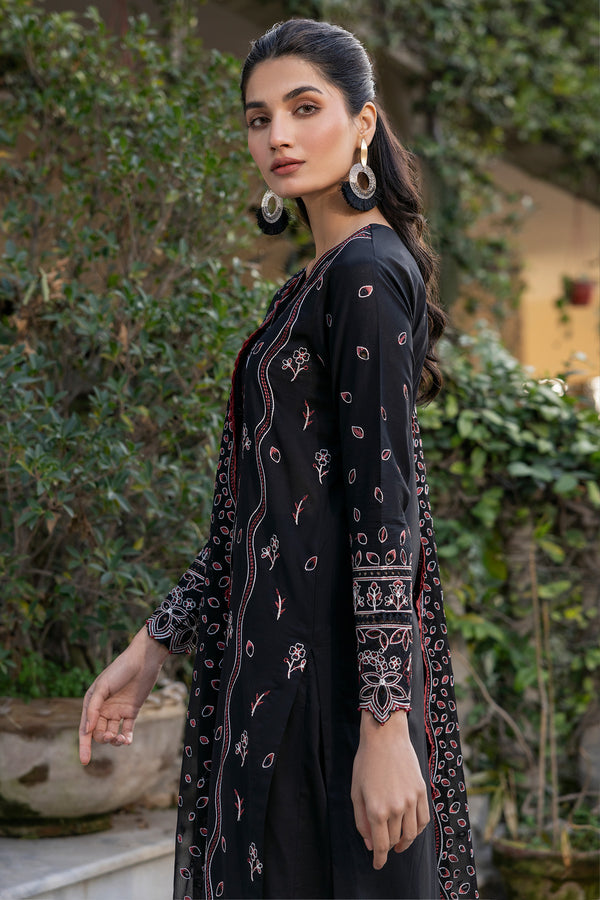Farasha | Summer Weaves Embroidered Lawn | Black Rose