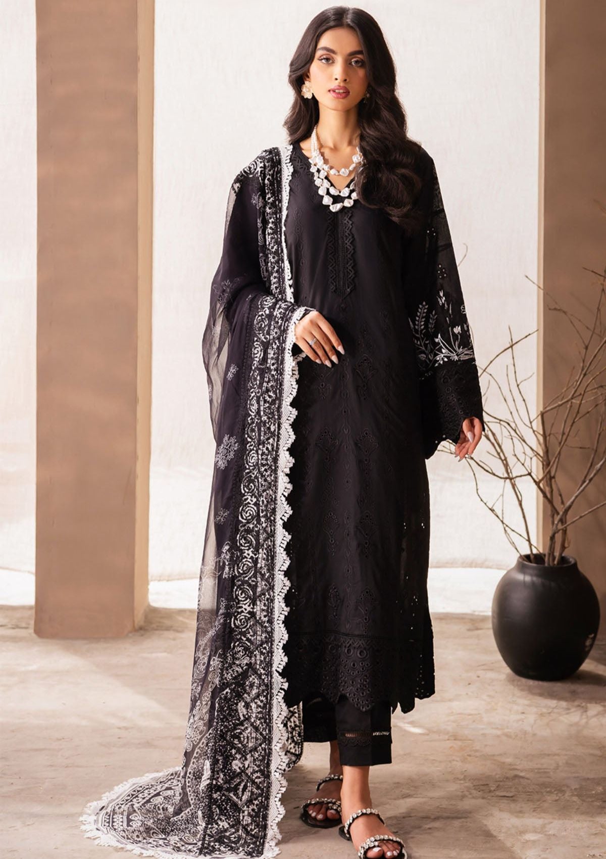 Lawn Collection - Nureh - Koyal - Monochrome - B#03 - Official Nureh - Agha Fabrics UK