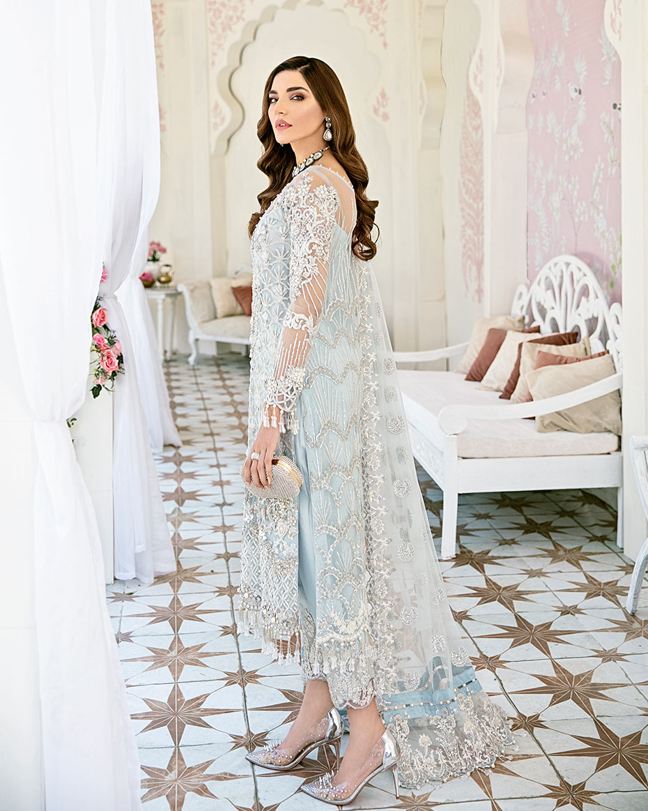 Gulaal | Wedding Formals | Avenir Embroidered Net 3-Piece Suit WS-01 - Official Gulaal - Agha Fabrics UK