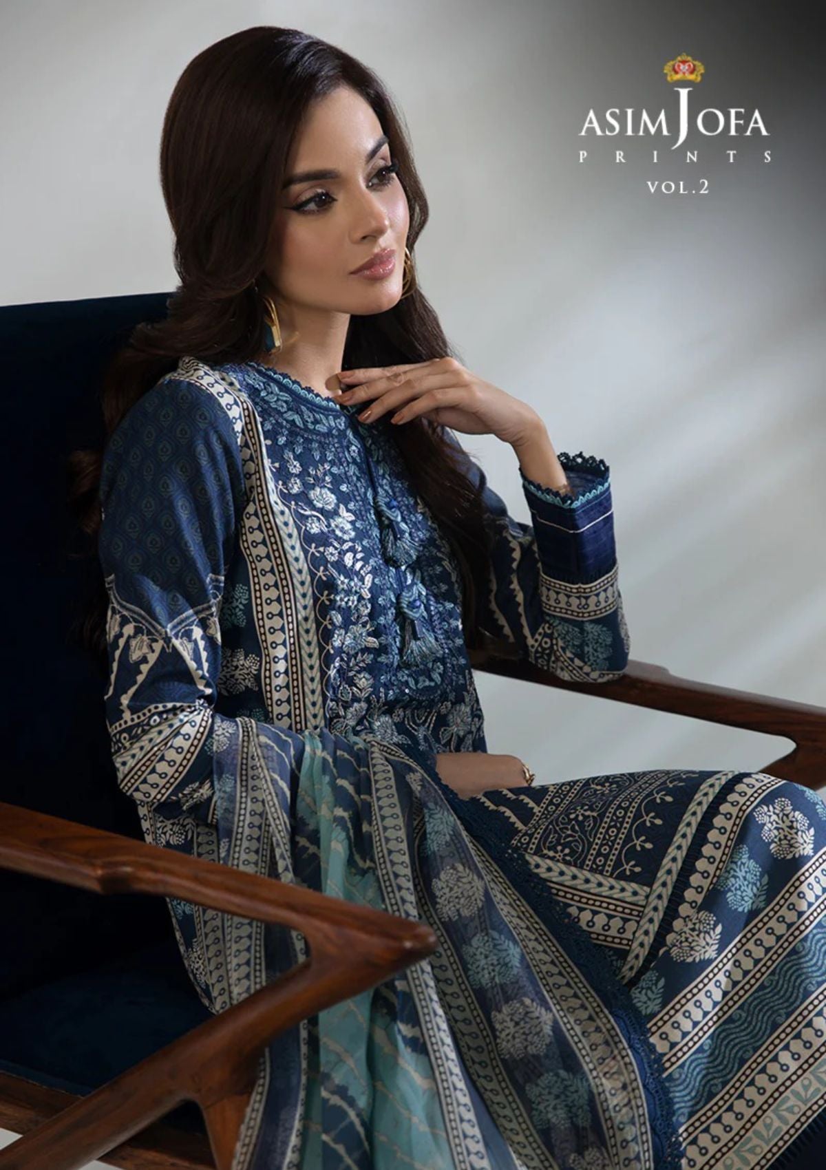 Lawn Collection - Asim Jofa - Basic - Print - 3 Pcs - AJBP#46 - Official Asim Jofa - Agha Fabrics UK