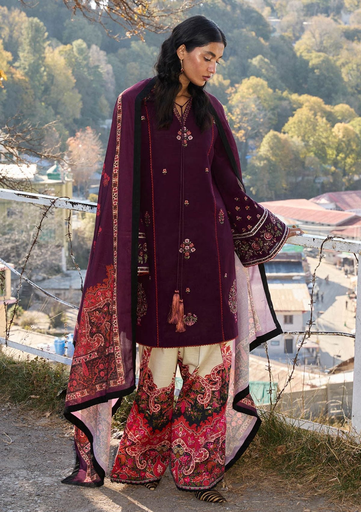 Winter Collection - Jugnu by Hussain Rehar - Autumn Winter - Amethyst - Official Jugnu by Hussain Rehar - Agha Fabrics UK