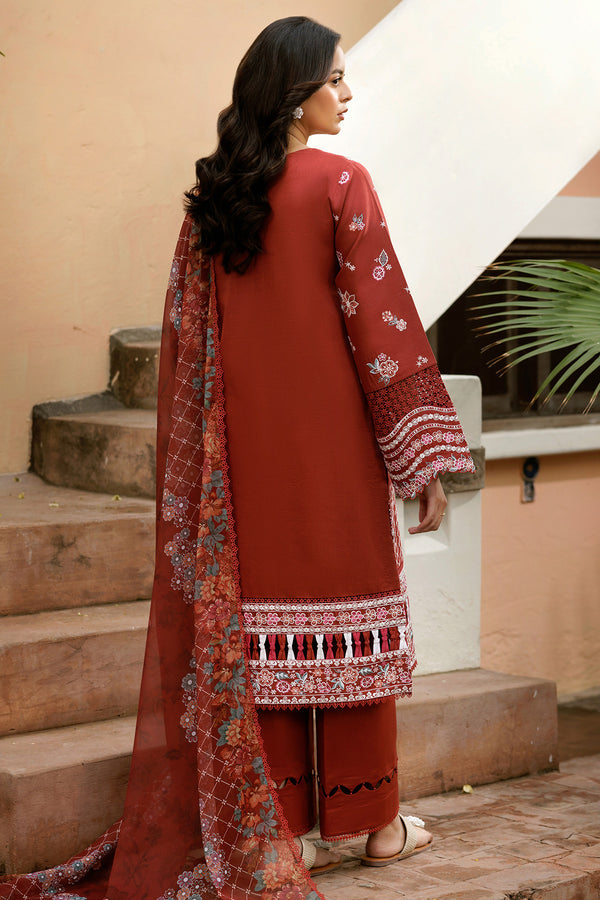 Farasha | Summer Weaves Embroidered Lawn | Russet Flames