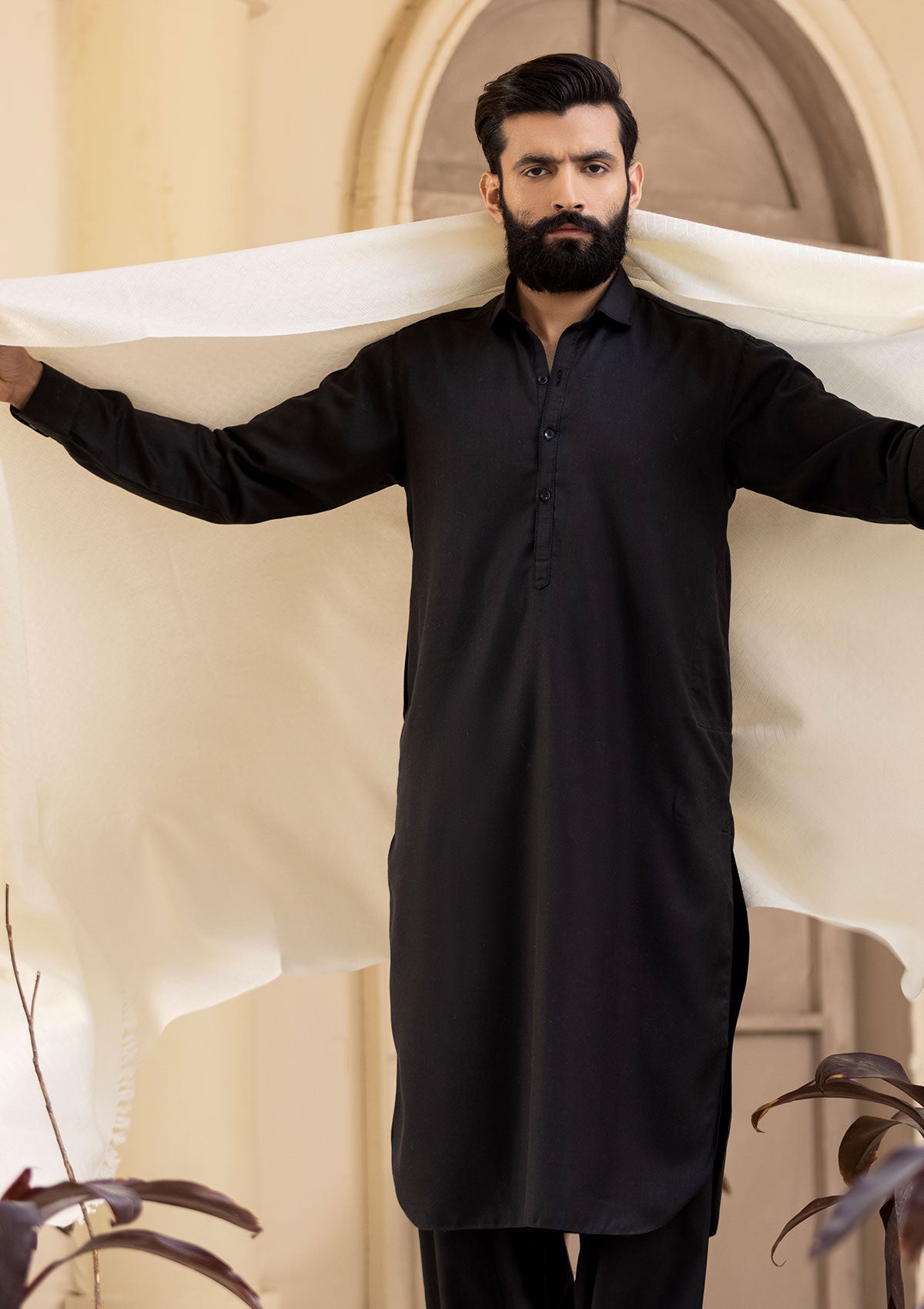 Men Shawls - Wool Shawls - D#225 - Off White