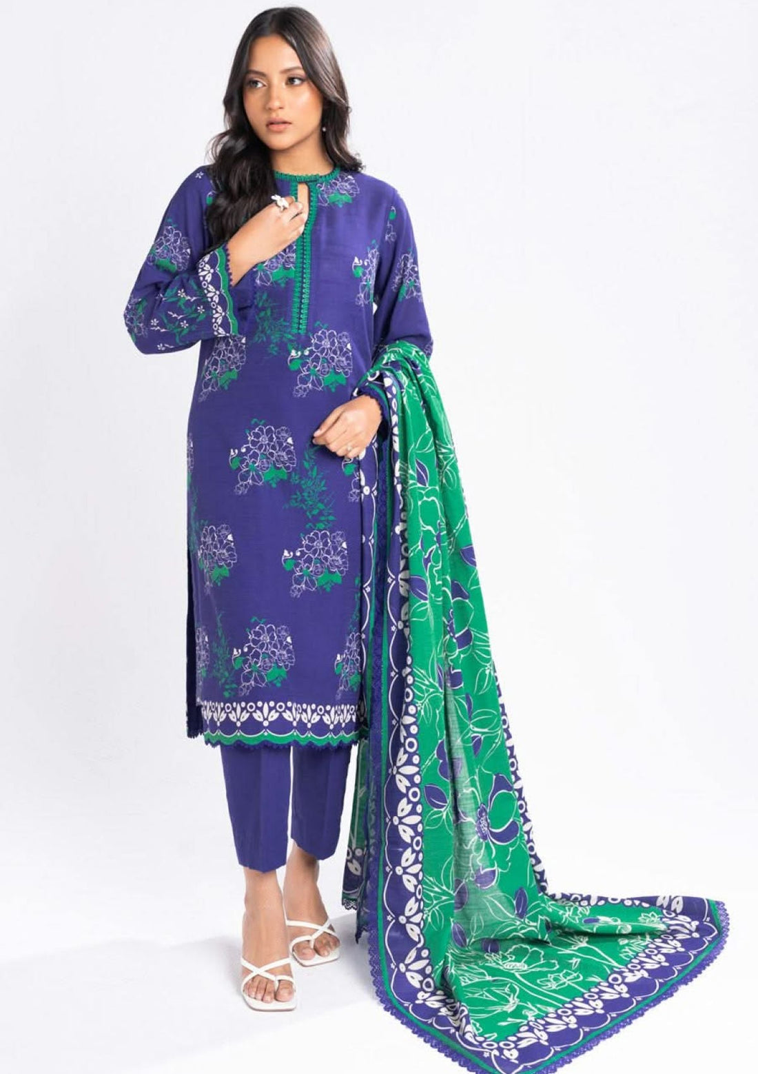 Winter Collection - Al Karam - Unstitched 24 - FW-46.1-24-BLUE - Official Al Karam - Agha Fabrics UK