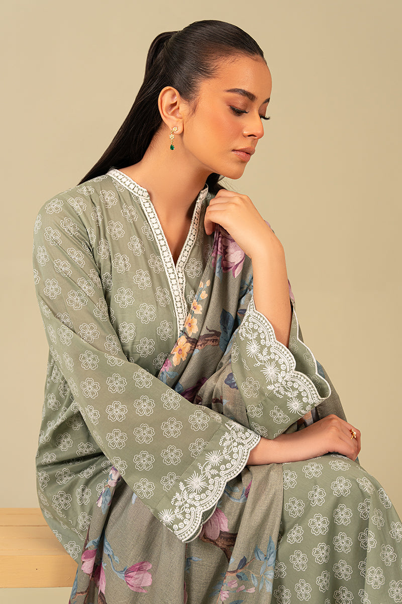Cross Stitch | Daily Wear | BLOOMING SAGE - Official Cross Stitch - Agha Fabrics UK