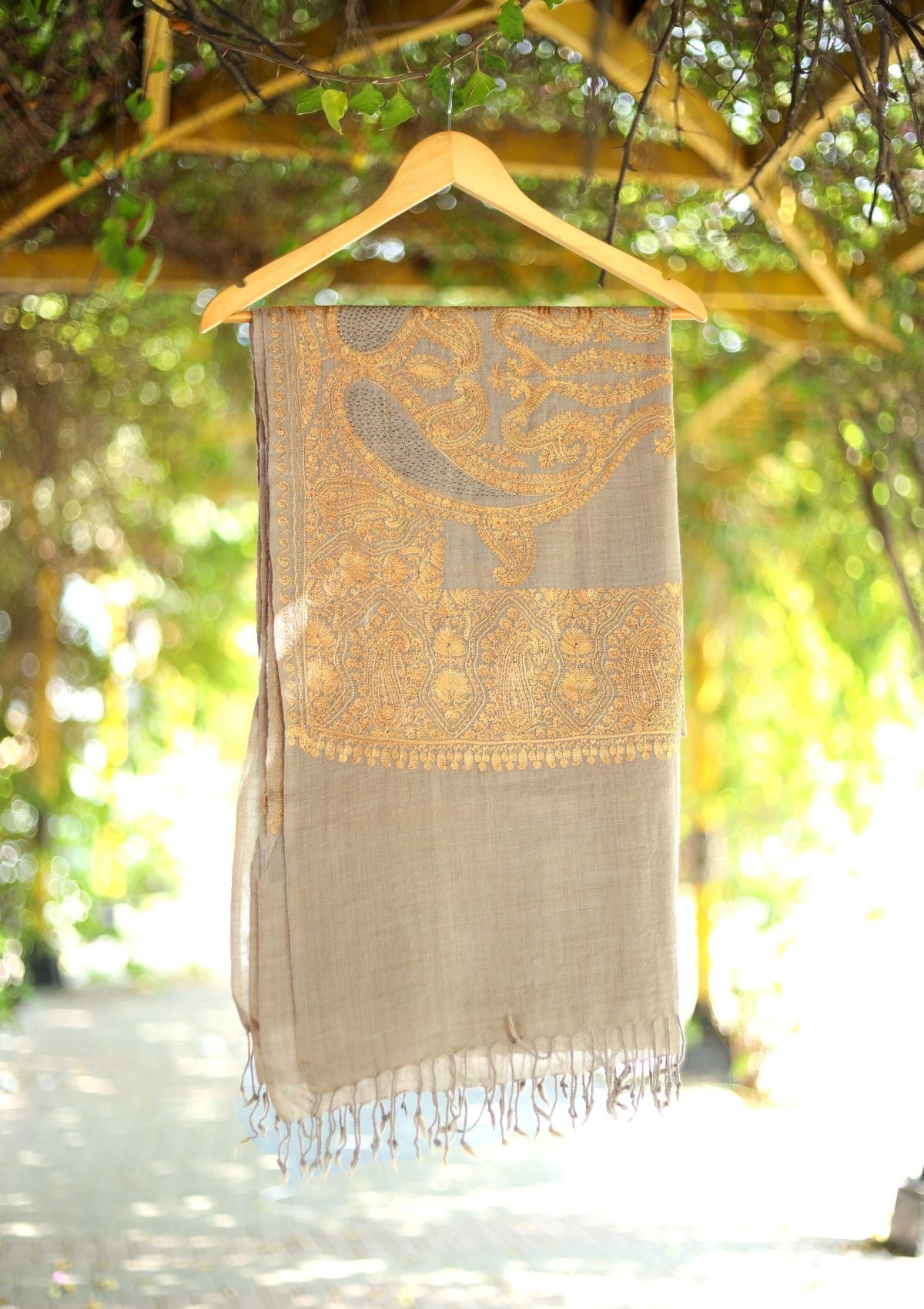 Ari Work Pashmina Scarf D - 11 - Skin - Official Shawls Niche - Agha Fabrics UK