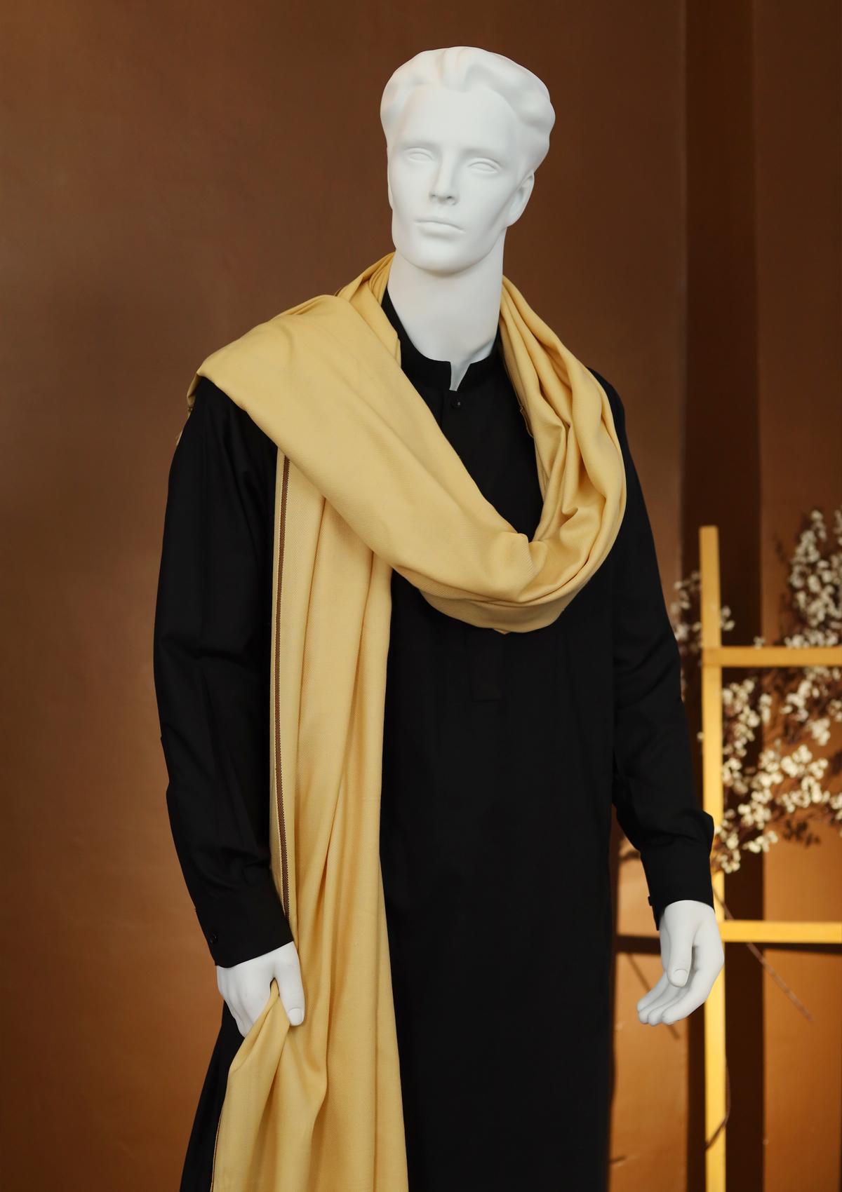 Men Shawls - Wool Shawls - D#12 - L Gold