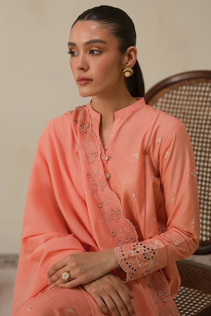 Cross Stitch | Chikankari Lawn 24 | CORAL HAZE