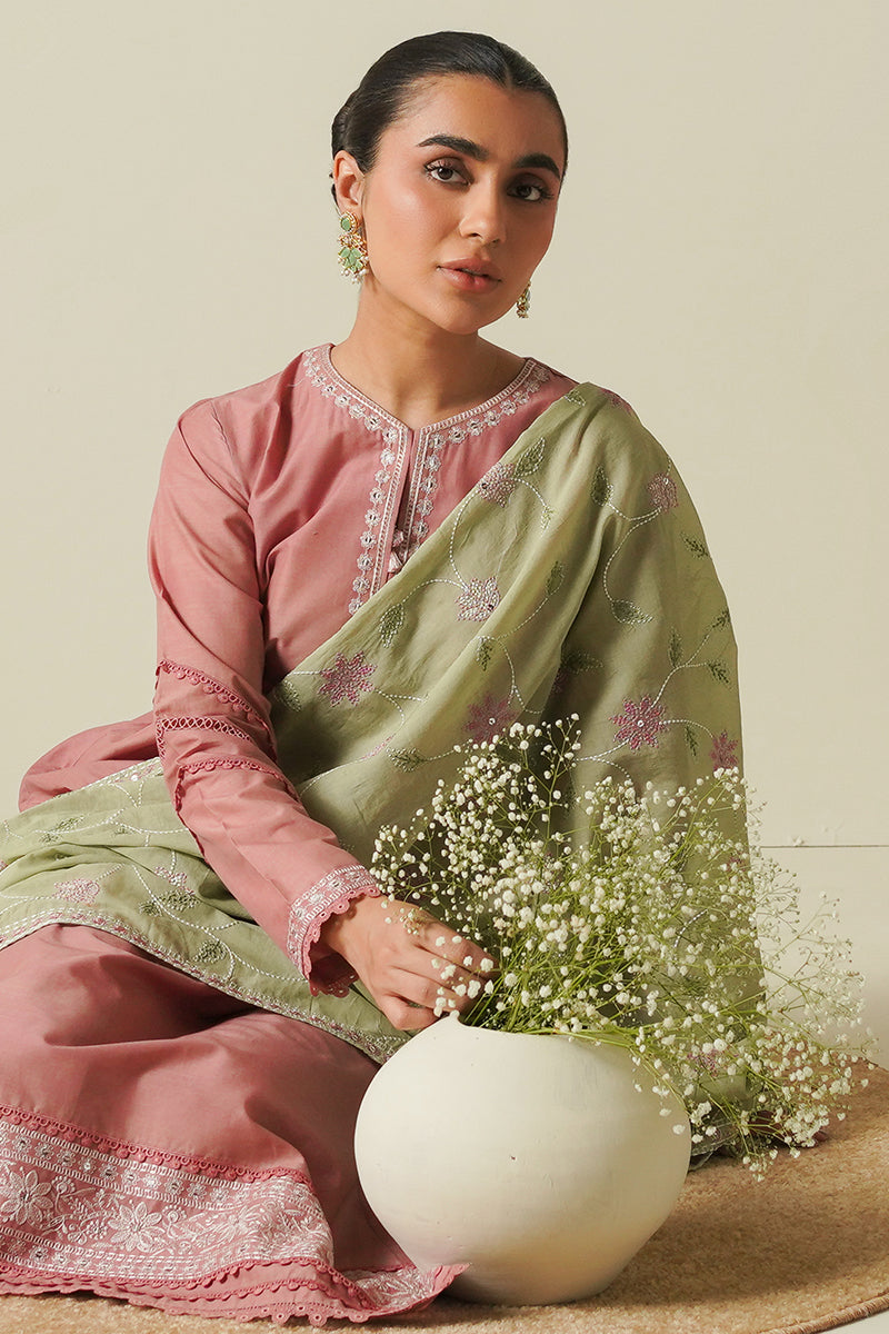 Cross Stitch | Mahiri Embroidered Lawn 24 | SOFT SAGE - Official Cross Stitch - Agha Fabrics UK