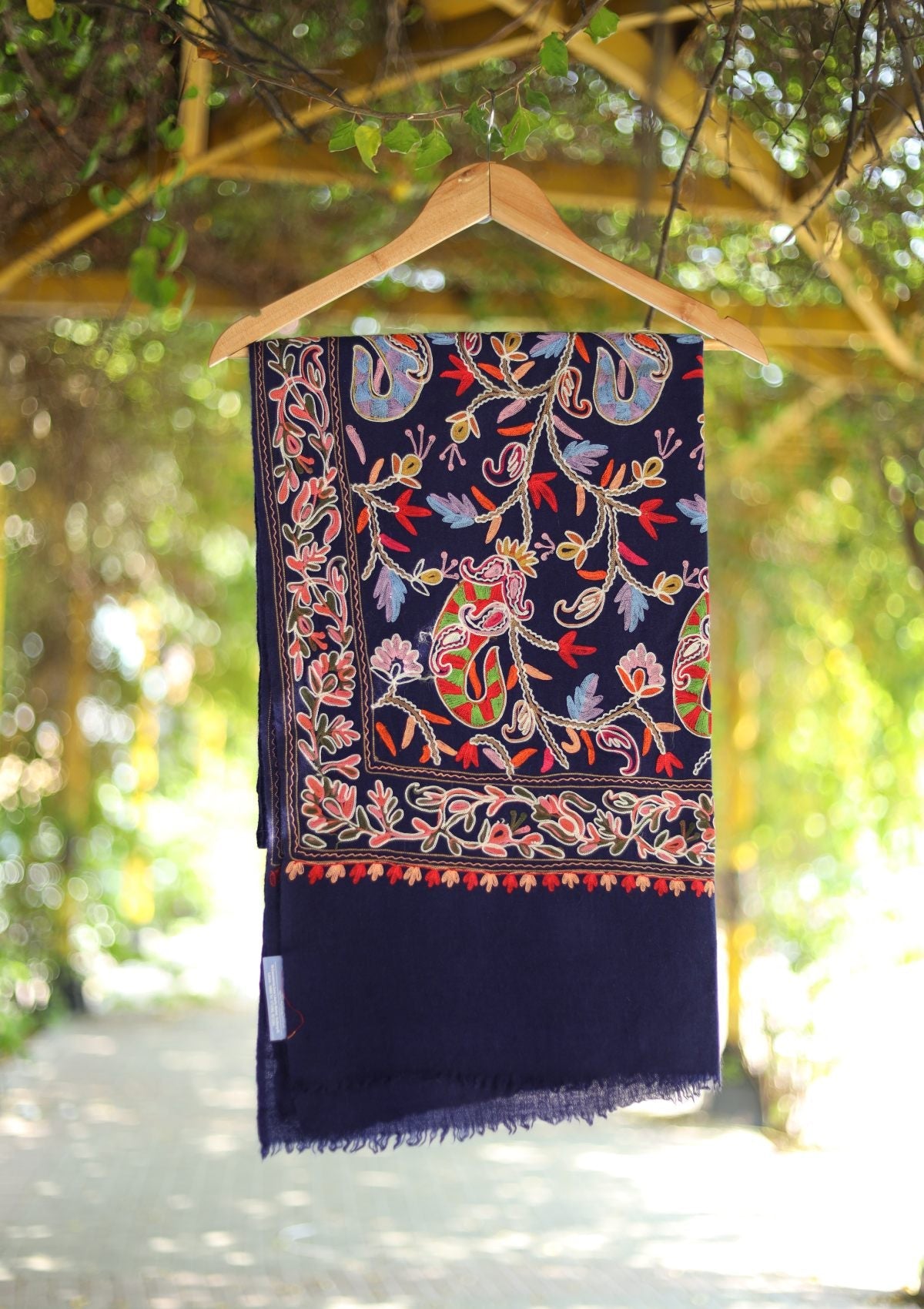 Ari Work Pashmina Scarf D - 15 - Blue - Official Shawls Niche - Agha Fabrics UK