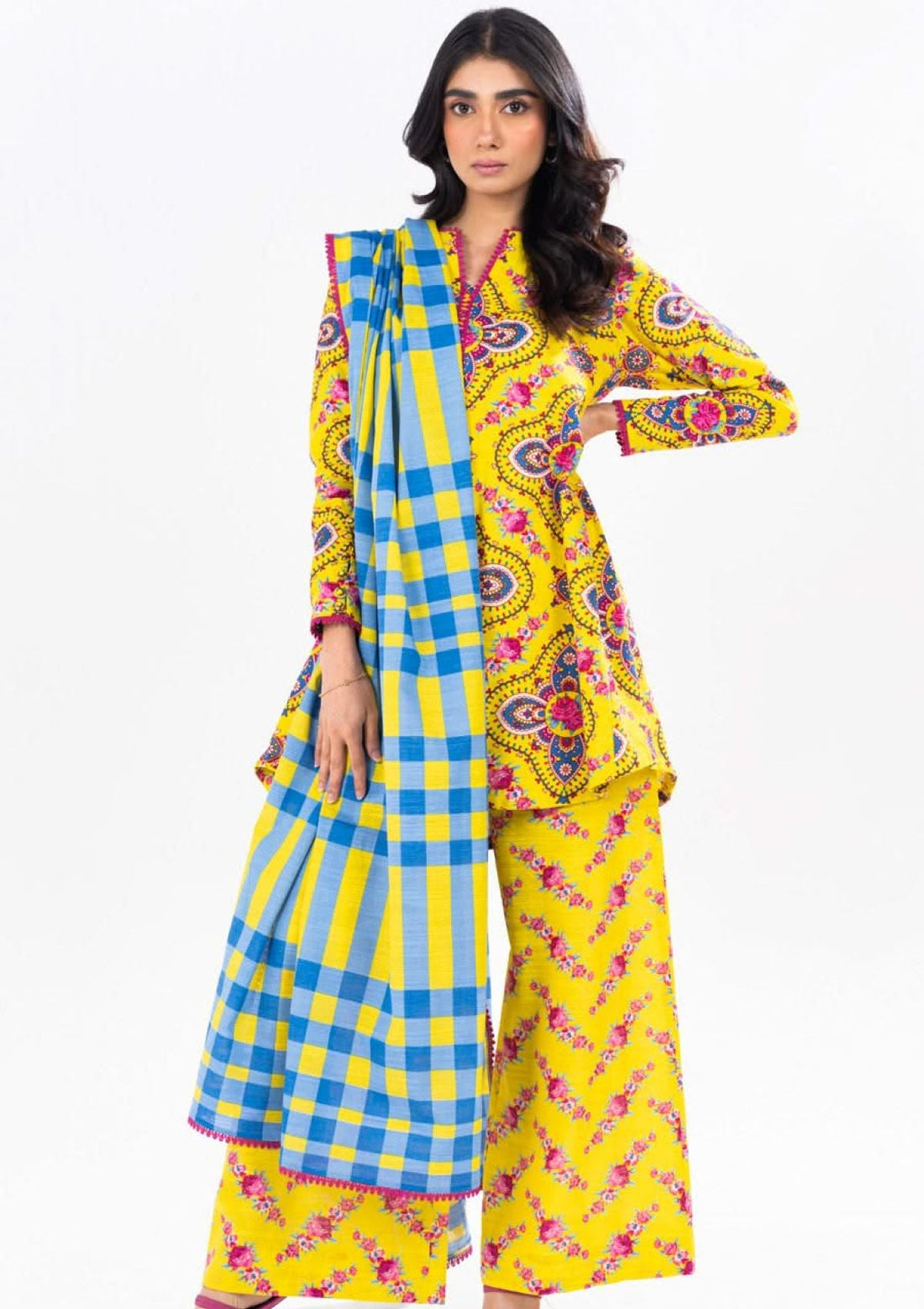 Winter Collection - Al Karam - Unstitched 24 - FW-49-24-YELLOW - Official Al Karam - Agha Fabrics UK