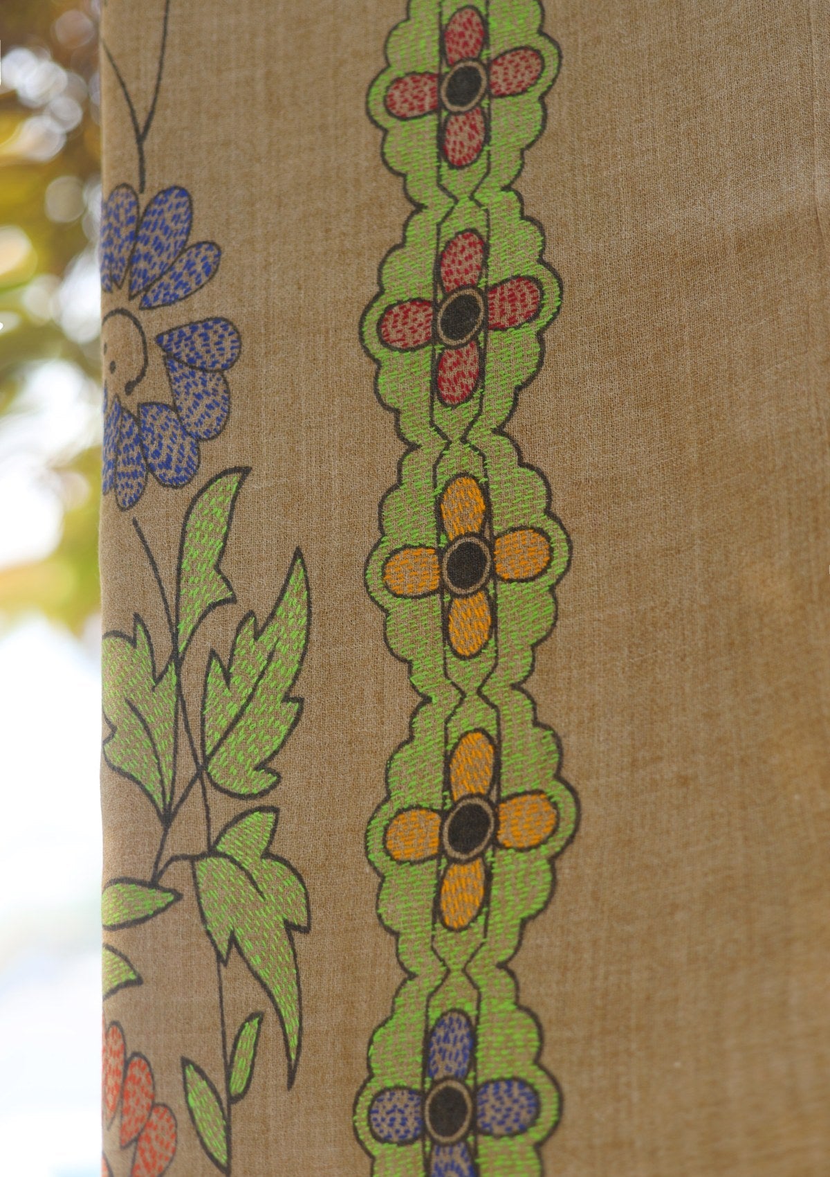 Wool Needle Work Shawl D - 42 - Brown