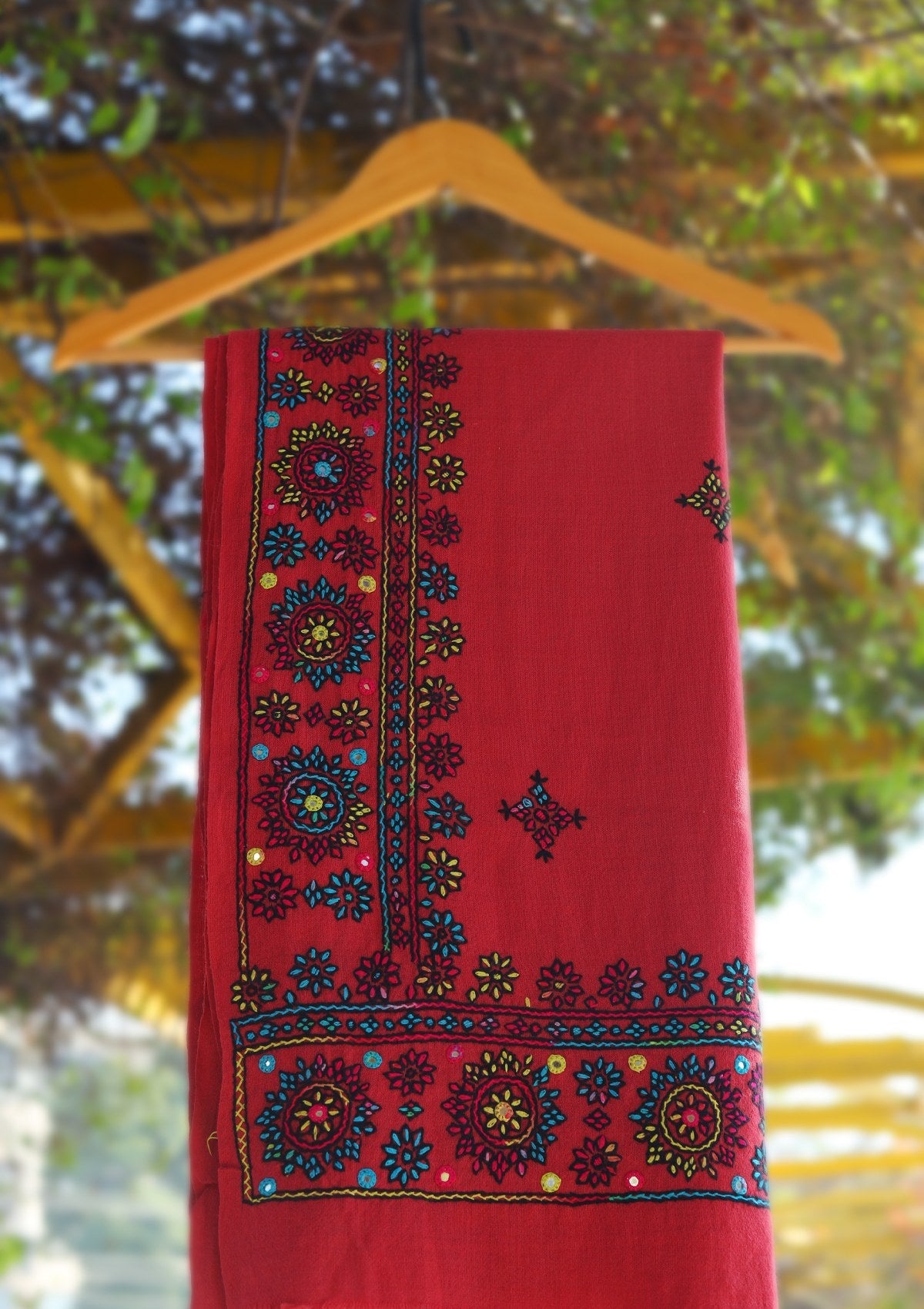 Wool Needle Work Shawl D - 43 - D Carrot